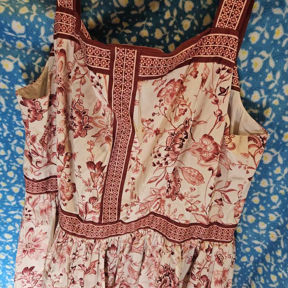 Gal Meets Glam Cream and Red Sleeveless Midi Sundress